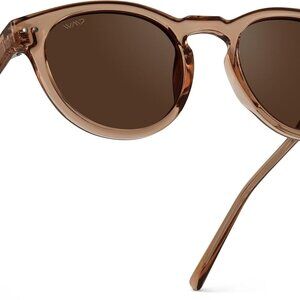 Women's Retro Round Sunglasses Polarized UVA UVB Protection Light Brown